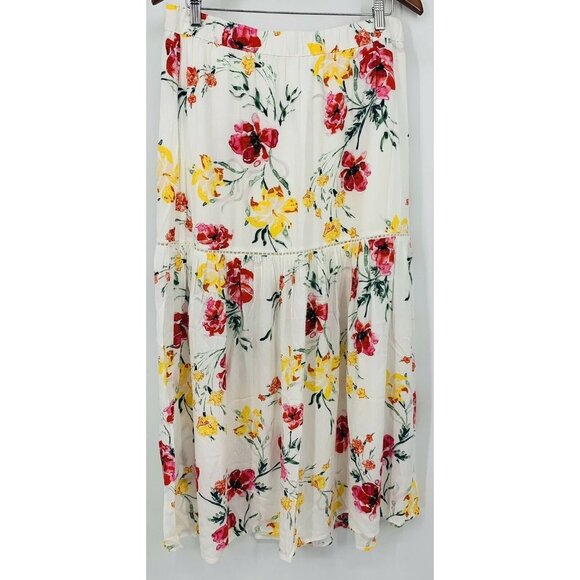Xhilaration Maxi Skirt Tier Large L White Pink New - Picture 1 of 11